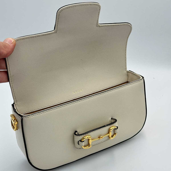 Gucci Azalea Calfskin Small Horsebit 1955 Chain Shoulder Bag Mystic White