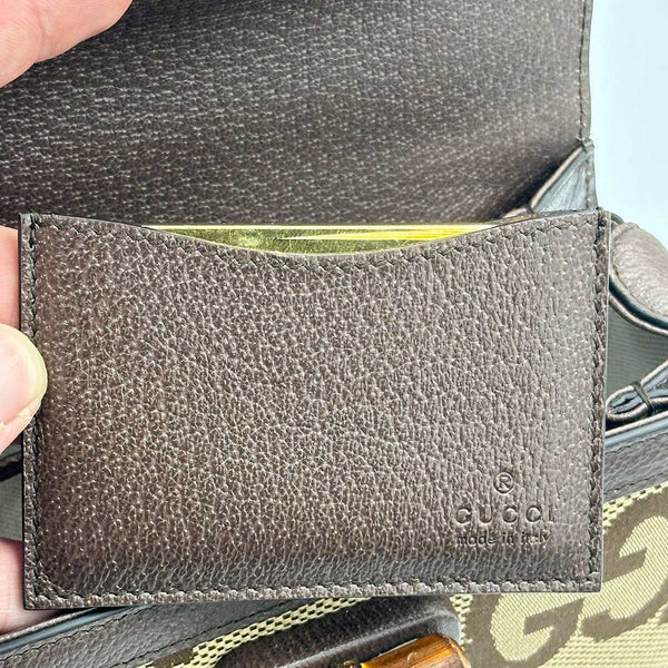 Gucci Bamboo 1947 Top Handle Bag Jumbo GG Canvas Small