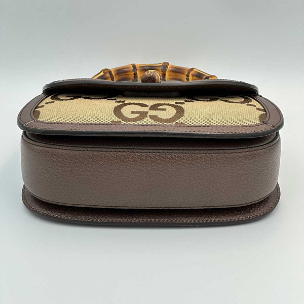 Gucci Bamboo 1947 Top Handle Bag Jumbo GG Canvas Small