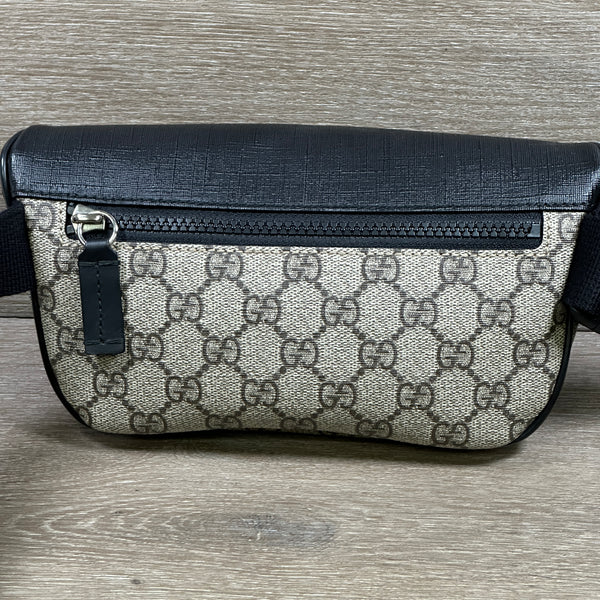 Gucci Black Beige GG Supreme Canvas Belt Bag