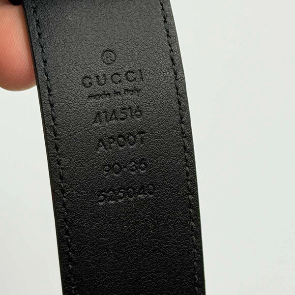 Gucci Black Leather Marmont Belt with Gold Toned GG Hardware 90/36