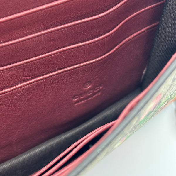 Gucci Blooms Monogram Canvas Wallet on Chain