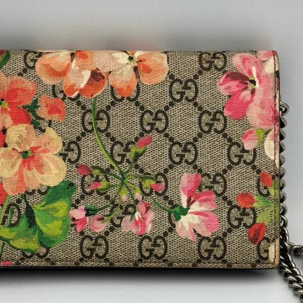 Gucci Blooms Monogram Canvas Wallet on Chain