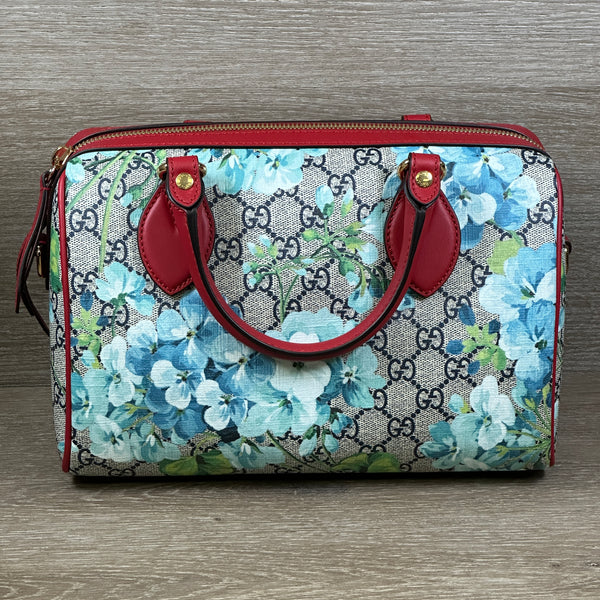 Gucci Blue Bloom GG Coated Canvas Small Boston Bag - Chicago Pawners & Jewelers