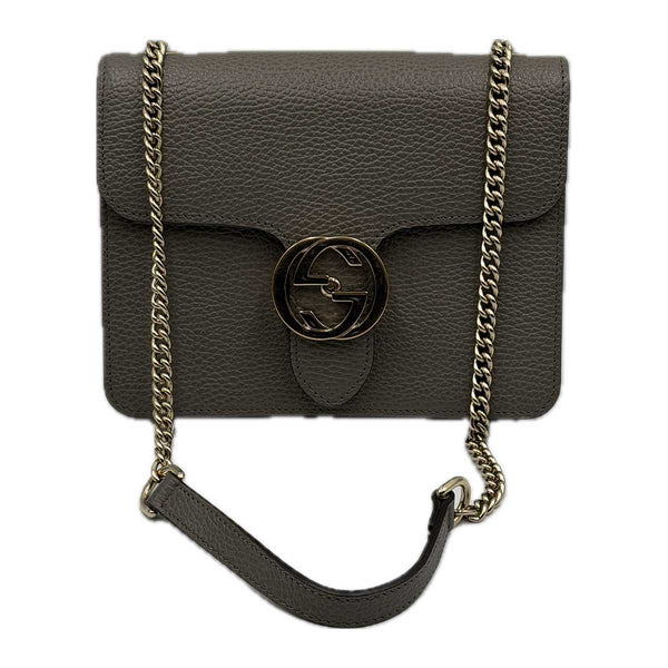 Gucci Dollar Calfskin Small Interlocking G Shoulder Bag - Grey