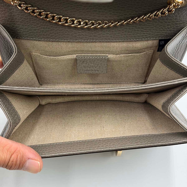 Gucci Dollar Calfskin Small Interlocking G Shoulder Bag - Grey