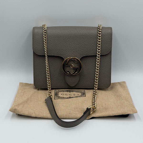 Gucci Dollar Calfskin Small Interlocking G Shoulder Bag - Grey
