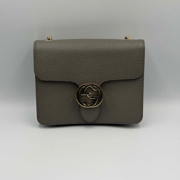 Gucci Dollar Calfskin Small Interlocking G Shoulder Bag - Grey