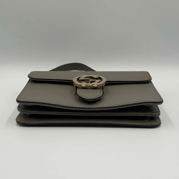 Gucci Dollar Calfskin Small Interlocking G Shoulder Bag - Grey