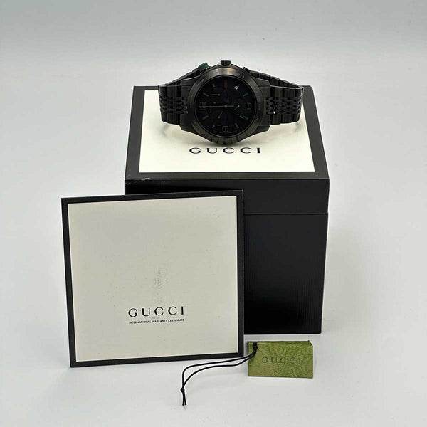Gucci G-Timeless Chronograph Black PVD Steel Black Dial Date Quartz Mens Watch