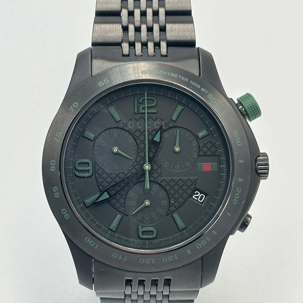Gucci G-Timeless Chronograph Black PVD Steel Black Dial Date Quartz Mens Watch