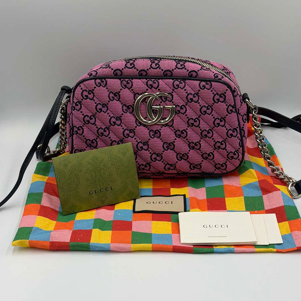 Gucci G Marmont Small Camera Bag - Pink Canvas