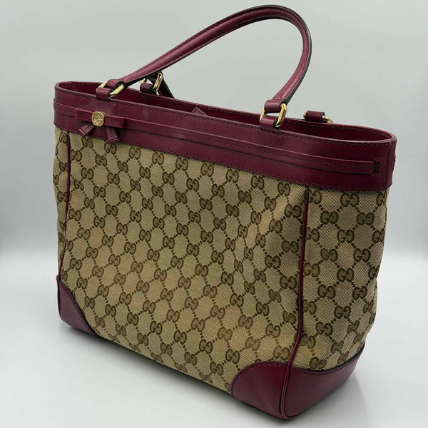 Gucci GG Canvas Mayfair Tote - Beige Purple
