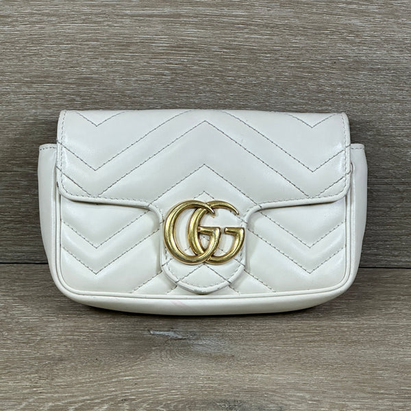 Gucci GG Marmont Leather Super Mini Bag - White - Chicago Pawners & Jewelers