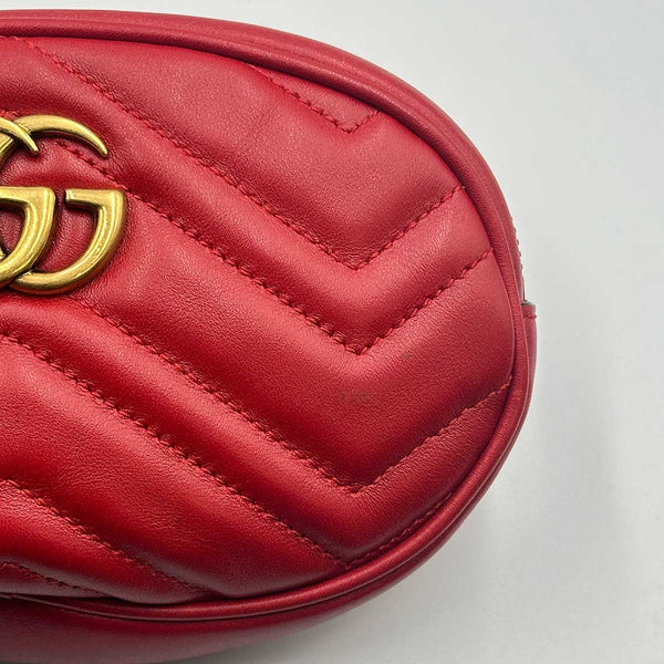 Gucci GG Marmont Matelasse Leather Belt Bag - Red