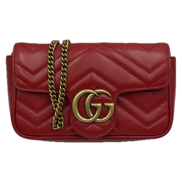 Gucci GG Marmont Matelassé Leather Super Mini Bag - Red