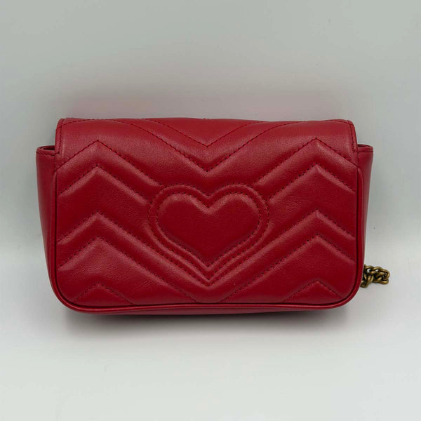 Gucci GG Marmont Matelassé Leather Super Mini Bag - Red
