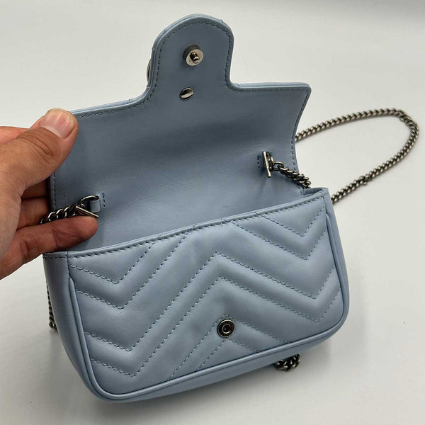 Gucci GG Marmont Matelassé Super Mini Bag - Soft Pastel Blue