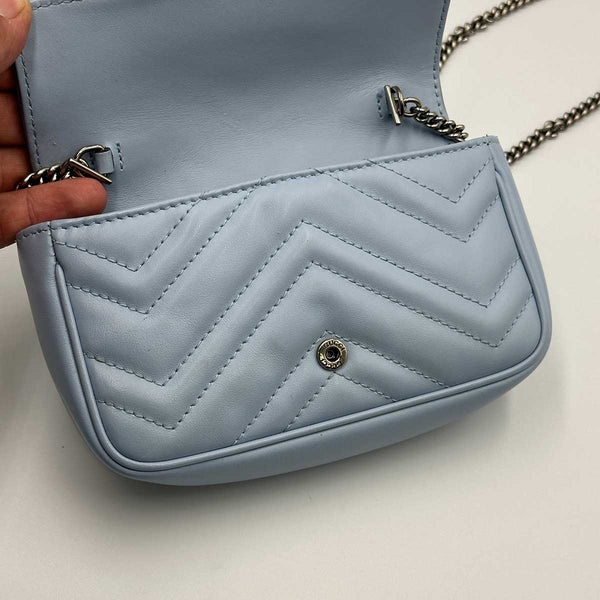 Gucci GG Marmont Matelassé Super Mini Bag - Soft Pastel Blue