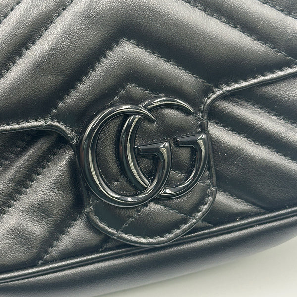 Gucci GG Marmont Monochrome Chain Shoulder / Belt Bag - Black Matelasse