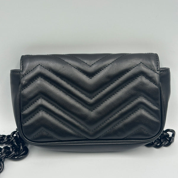 Gucci GG Marmont Monochrome Chain Shoulder / Belt Bag - Black Matelasse
