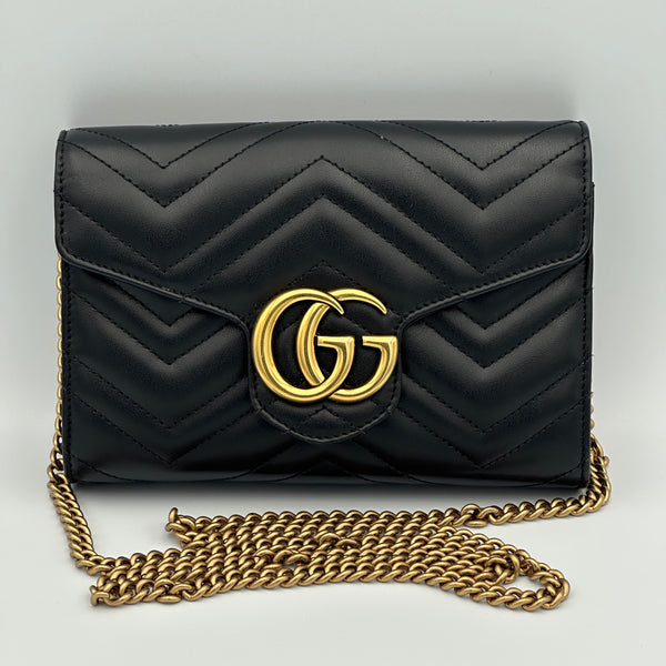 Gucci GG Marmont Wallet on Chain - Black - Chicago Pawners & Jewelers