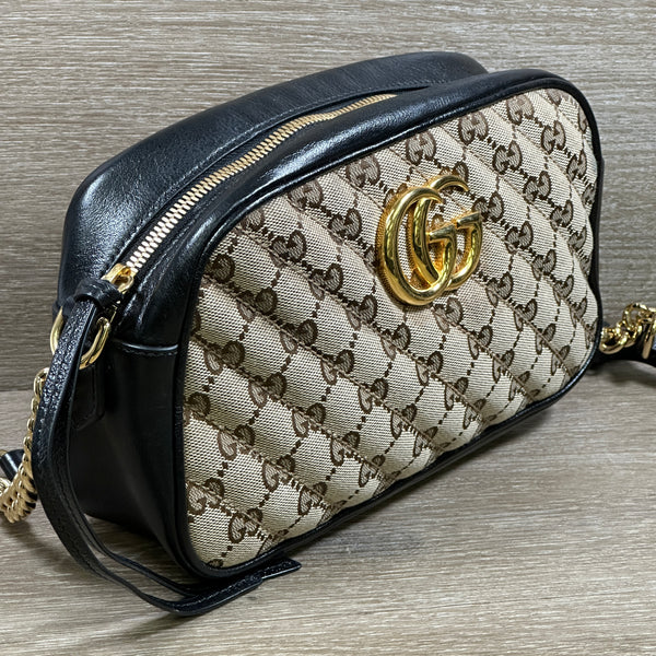 Gucci GG Monogram Canvas Matelasse Marmont Chain - Black