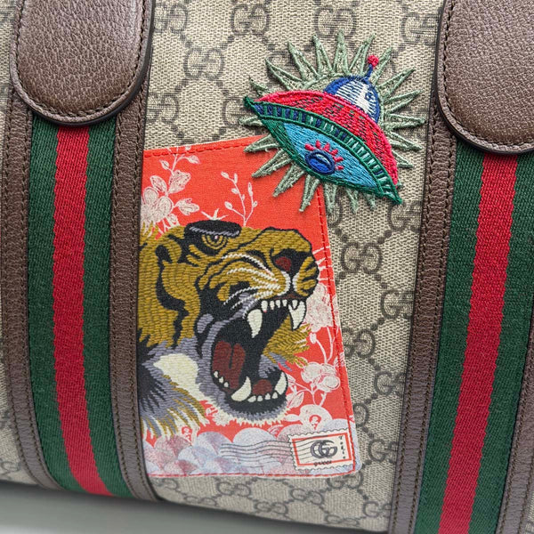 Gucci GG Supreme Courrier Duffle Bag With Patches