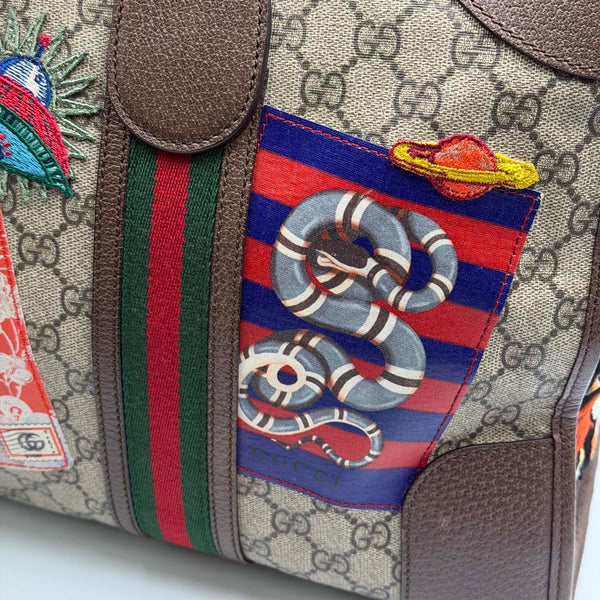 Gucci GG Supreme Courrier Duffle Bag With Patches