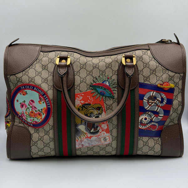 Gucci GG Supreme Courrier Duffle Bag With Patches