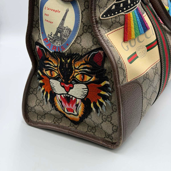Gucci GG Supreme Courrier Duffle Bag With Patches