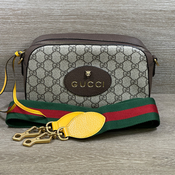 Gucci GG Supreme Monogram Web Neo Vintage Shoulder Bag Beige