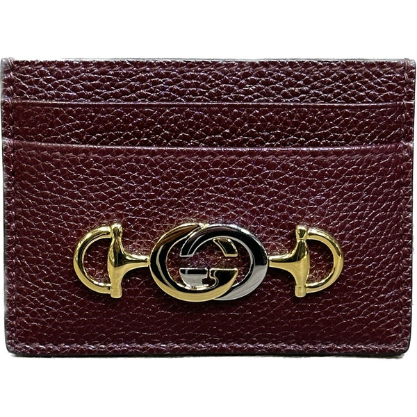 Gucci Grainy Calfskin Zumi Card Holder - Burgundy