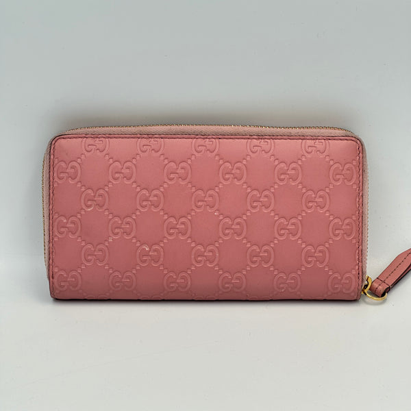 Gucci Guccissima Zip Around Wallet - Pink