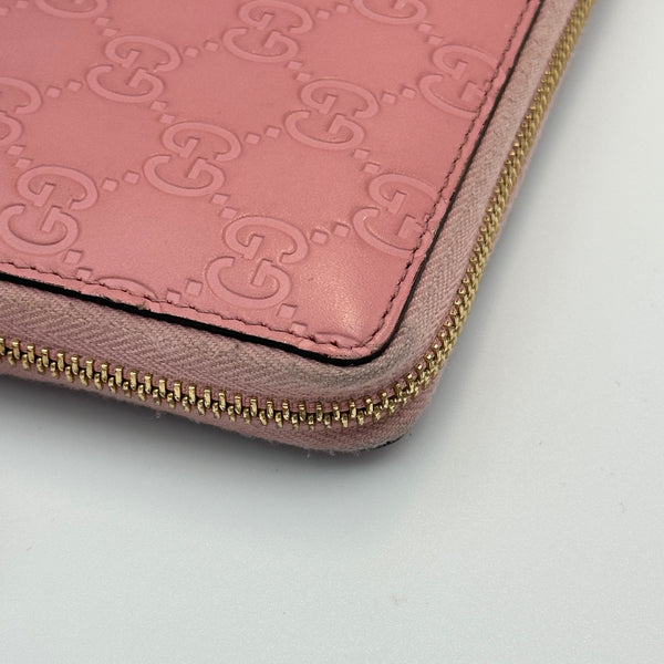 Gucci Guccissima Zip Around Wallet - Pink