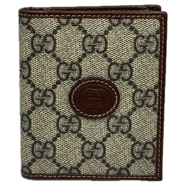 Gucci Interlocking GG Supreme Canvas Card Holder - Brown Leather