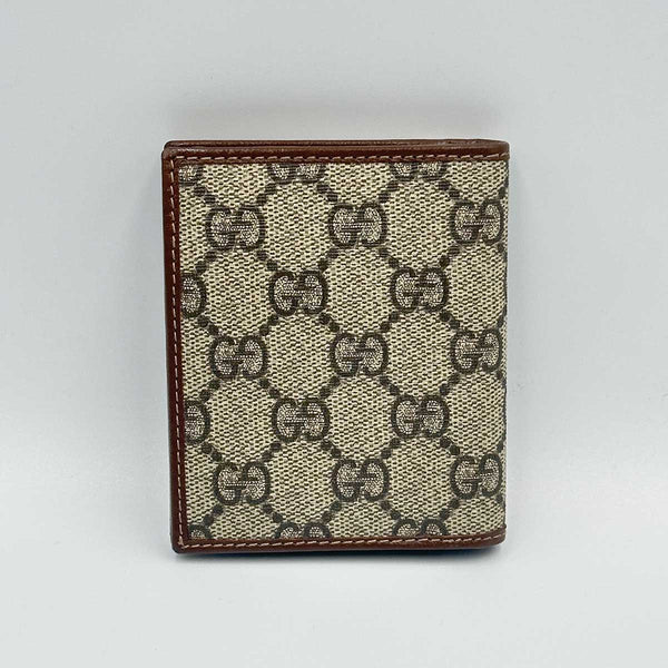 Gucci Interlocking GG Supreme Canvas Card Holder - Brown Leather
