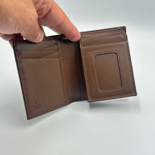 Gucci Interlocking GG Supreme Canvas Card Holder - Brown Leather