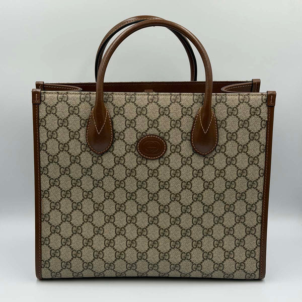 Gucci Interlocking G, Supreme Canvas Small Tote Bag - Neutrals