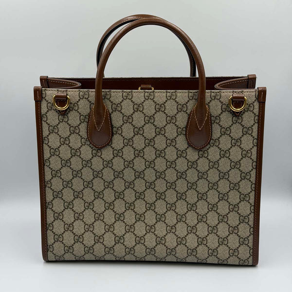 Gucci Interlocking G, Supreme Canvas Small Tote Bag - Neutrals