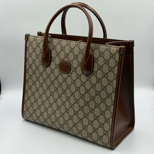 Gucci Interlocking G, Supreme Canvas Small Tote Bag - Neutrals