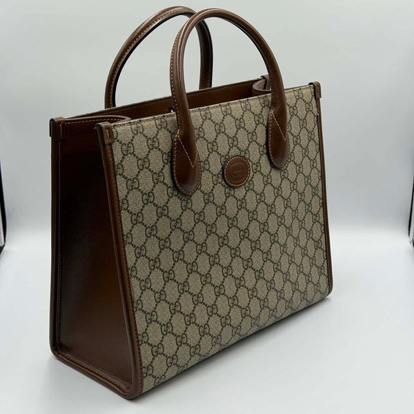Gucci Interlocking G, Supreme Canvas Small Tote Bag - Neutrals