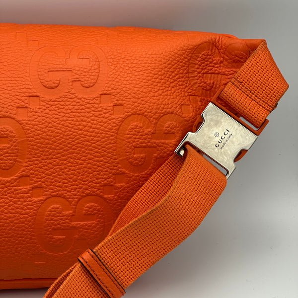 Gucci Jumbo GG Embossed Crossbody/Belt Bag - Orange
