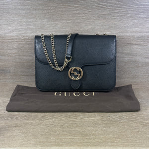 Gucci Medium Dollar Interlocking G Shoulder Bag - Black - Chicago Pawners & Jewelers