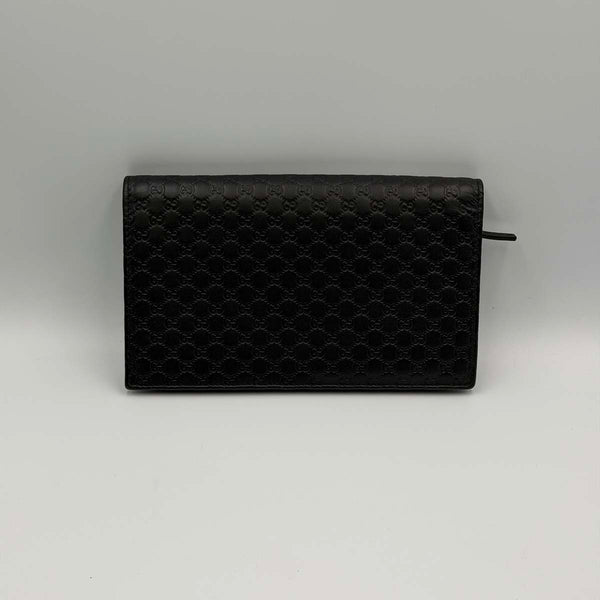 Gucci Microguccissima Flap Wallet Shoulder Bag - Black