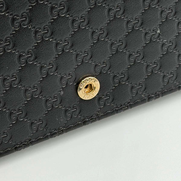 Gucci Microguccissima Flap Wallet Shoulder Bag - Black