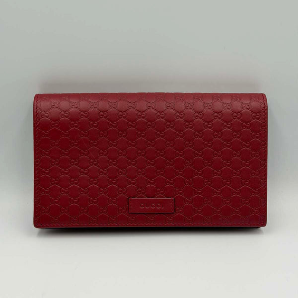Gucci Microguccissima Flap Wallet Shoulder Bag - Red