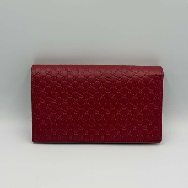 Gucci Microguccissima Flap Wallet Shoulder Bag - Red