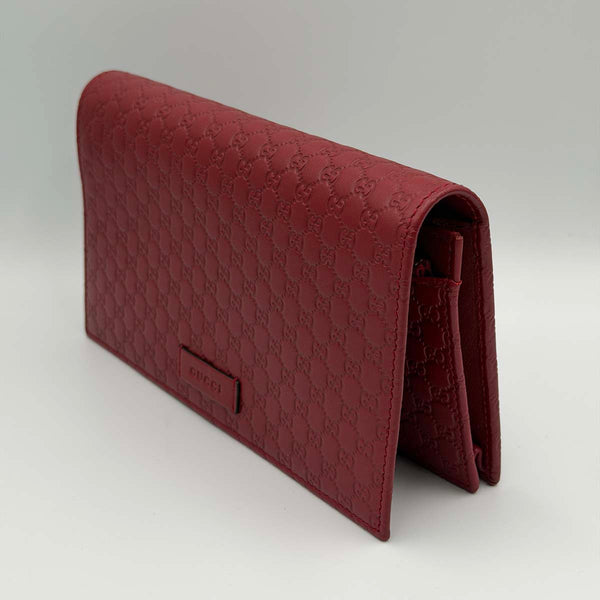 Gucci Microguccissima Flap Wallet Shoulder Bag - Red