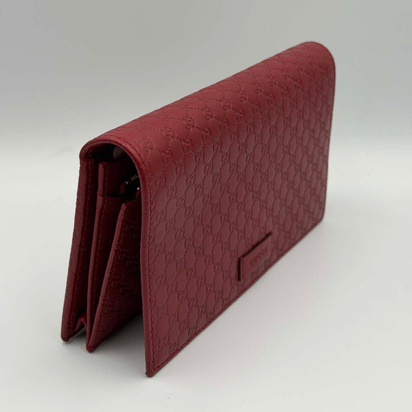 Gucci Microguccissima Flap Wallet Shoulder Bag - Red
